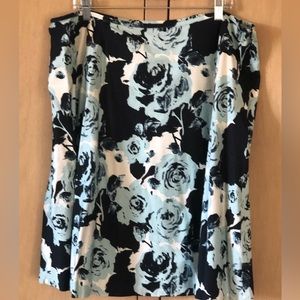 Talbots 18W Skirt. Black, cream and dusty blue. Cotton and machine wash.